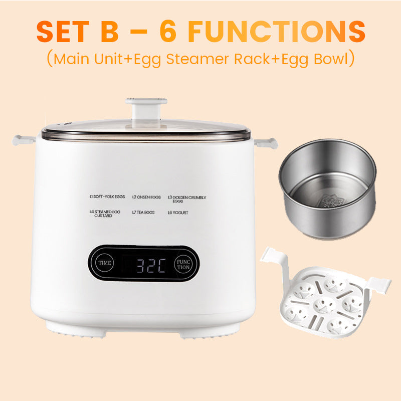 🥳2026 HOT SALE🥳💞50K+ SOLD!🎁✨ 50% OFF! Mini Multi‑Functional Egg Cooker – Smart touch panel, 6‑egg capacity, boils, poaches, scrambles & steams. Perfect for quick breakfasts! 🥚⚡