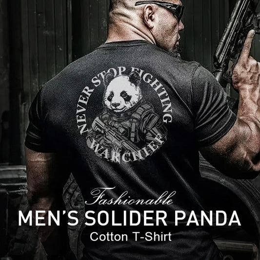 Men’s Solider Panda Cotton T-Shirt