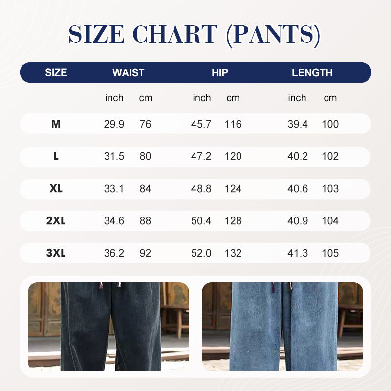 Men's Washed Denim Top & Wide Leg Pants 2-Piece Set