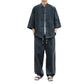 Men's Washed Denim Top & Wide Leg Pants 2-Piece Set