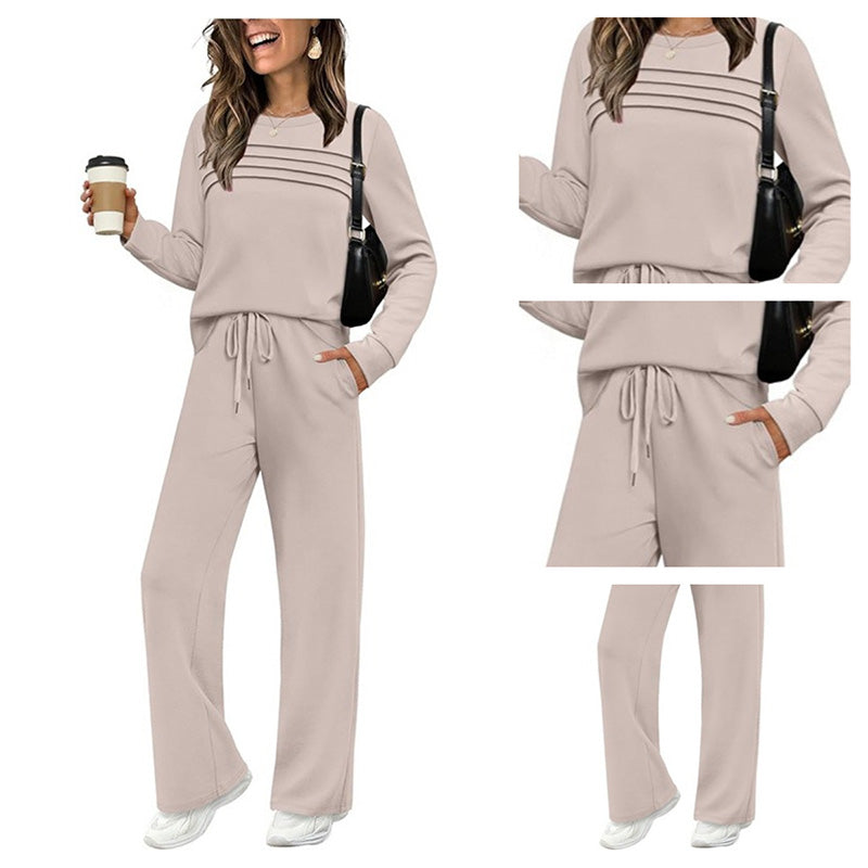 🥳2026 HOT SALE🥳💞60K+ SOLD!✨Women's Crew Neck Top & Drawstring Pants Set