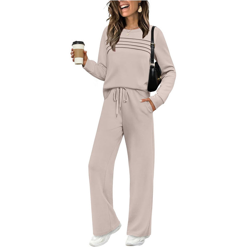 🥳2026 HOT SALE🥳💞60K+ SOLD!✨Women's Crew Neck Top & Drawstring Pants Set