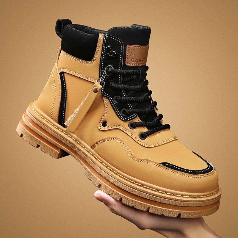 Men's Plush Lace-Up High Top Boots