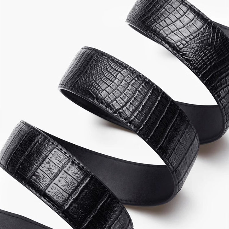 Men's Crocodile Pattern Belt with Automatic Buckle