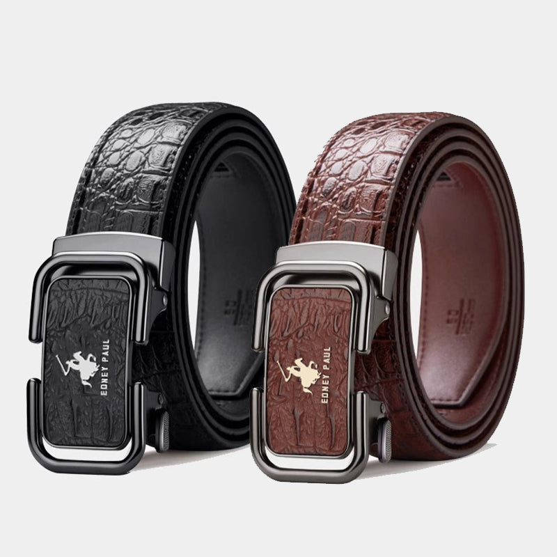 Men's Crocodile Pattern Belt with Automatic Buckle