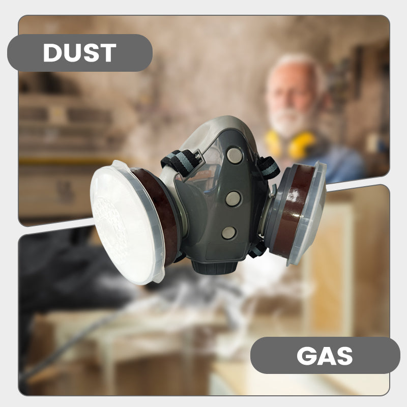 Dust-Proof Integrated Respirator Mask – Dual-Tank Activated Carbon Filters, Industrial-Grade Gas & Dust Protection 🛡️🔥