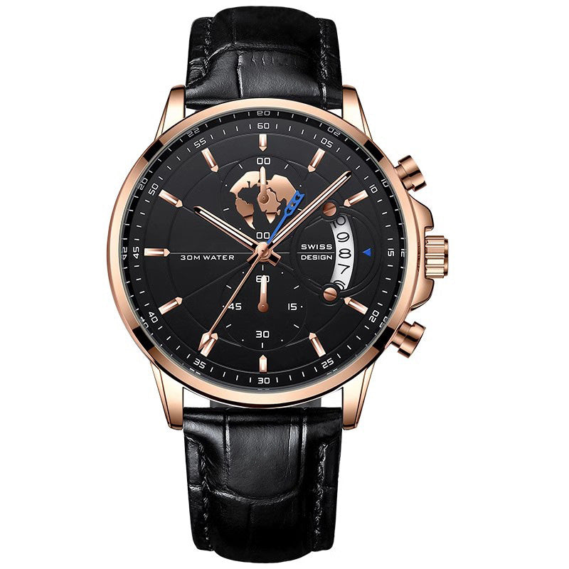 💥Christmas Eve Sale: 50% OFF🌍Men's watch with globe motif in maritime style