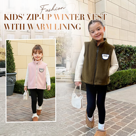 Kids' Zip-Up Winter Vest with Warm Lining