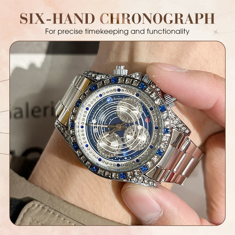 TINAIBIN Twelve Zodiac Signs & Starry Sky Diamond Automatic Skeleton Men's Watch