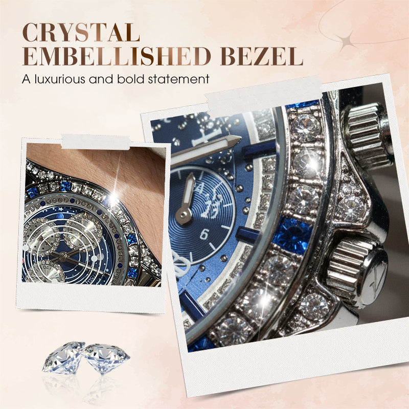TINAIBIN Twelve Zodiac Signs & Starry Sky Diamond Automatic Skeleton Men's Watch