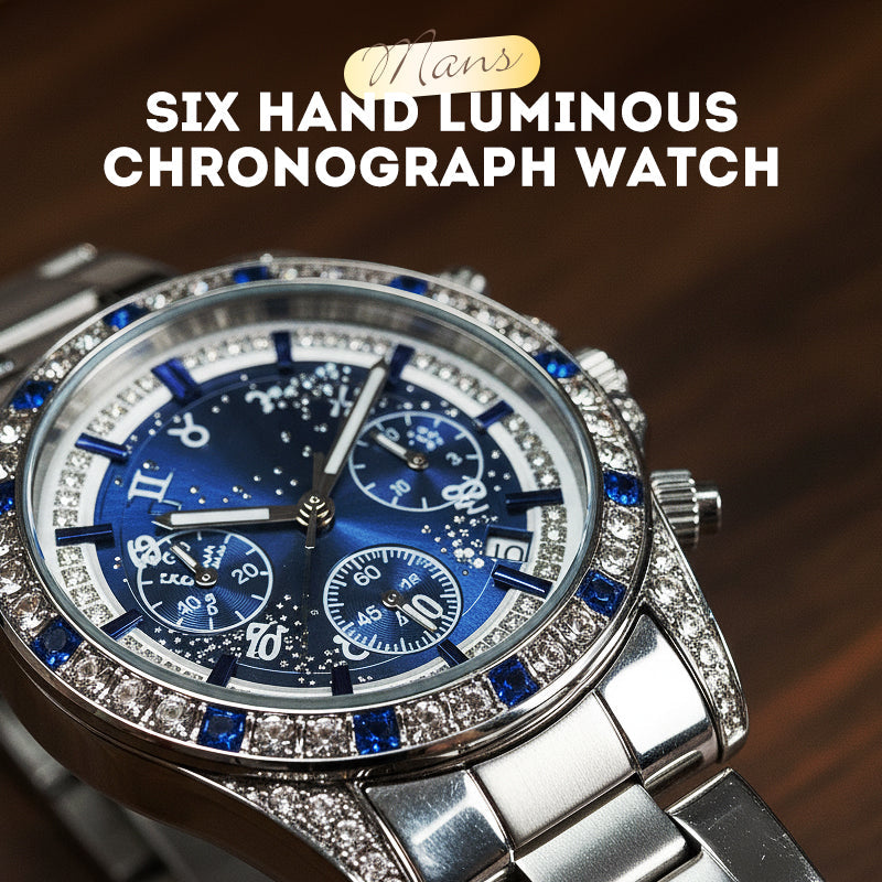 TINAIBIN Twelve Zodiac Signs & Starry Sky Diamond Automatic Skeleton Men's Watch