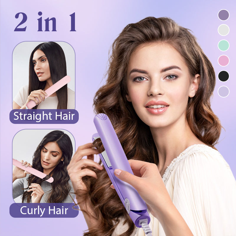 ⏳Last Day Sale 70% OFF💥2-in-1 Mini Curling Wand & Flat Iron Hair Straightener