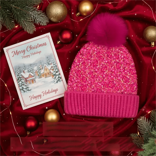 🎅Christmas Special Deals 50% OFF⚡50K+ SOLD!✨Winter Sparkly Sequin Pom Beanie