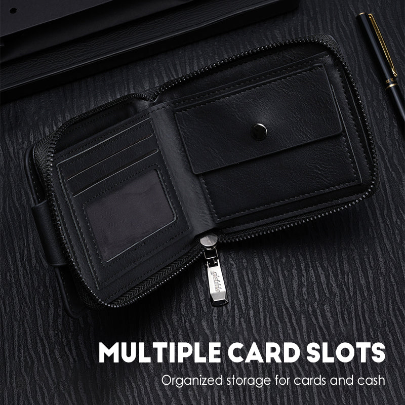 Men's Vintage Compact Zipper Wallet