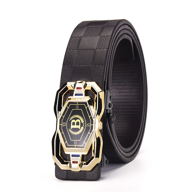 📢📢50%  OFF !! ⏰Leather belt for men with elegant crocodile leather pattern, with automatic buckle and made of cowhide.