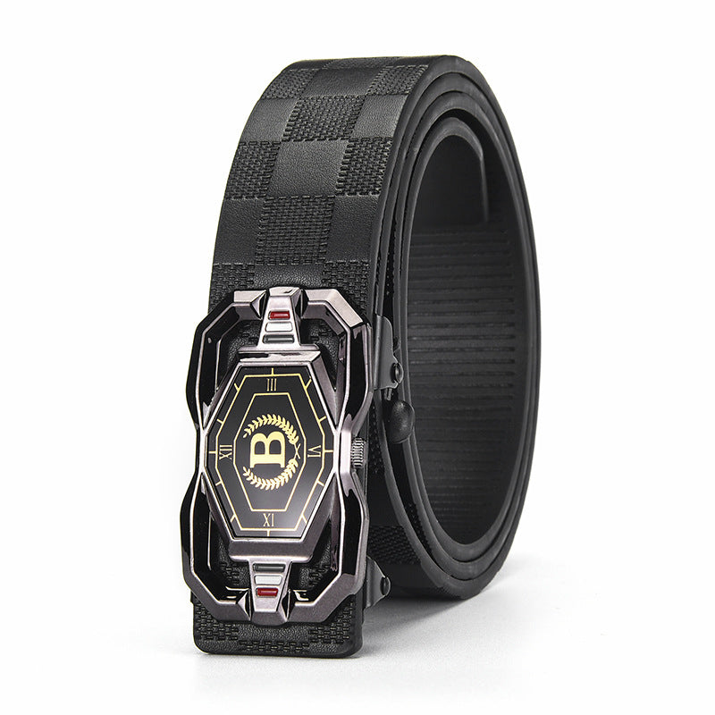 📢📢50%  OFF !! ⏰Leather belt for men with elegant crocodile leather pattern, with automatic buckle and made of cowhide.