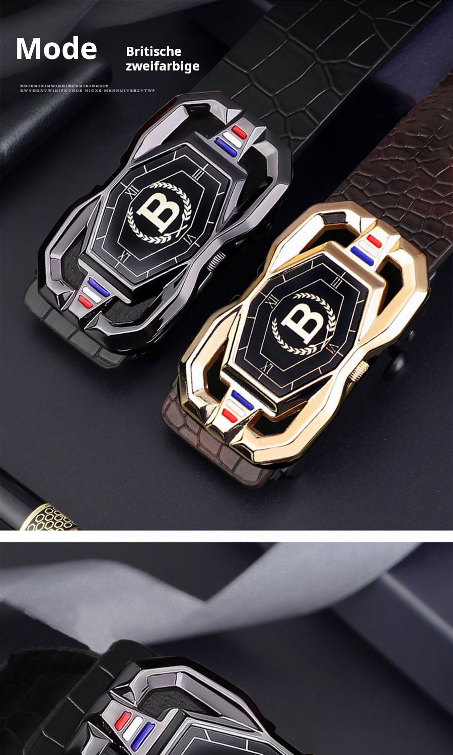 📢📢50%  OFF !! ⏰Leather belt for men with elegant crocodile leather pattern, with automatic buckle and made of cowhide.