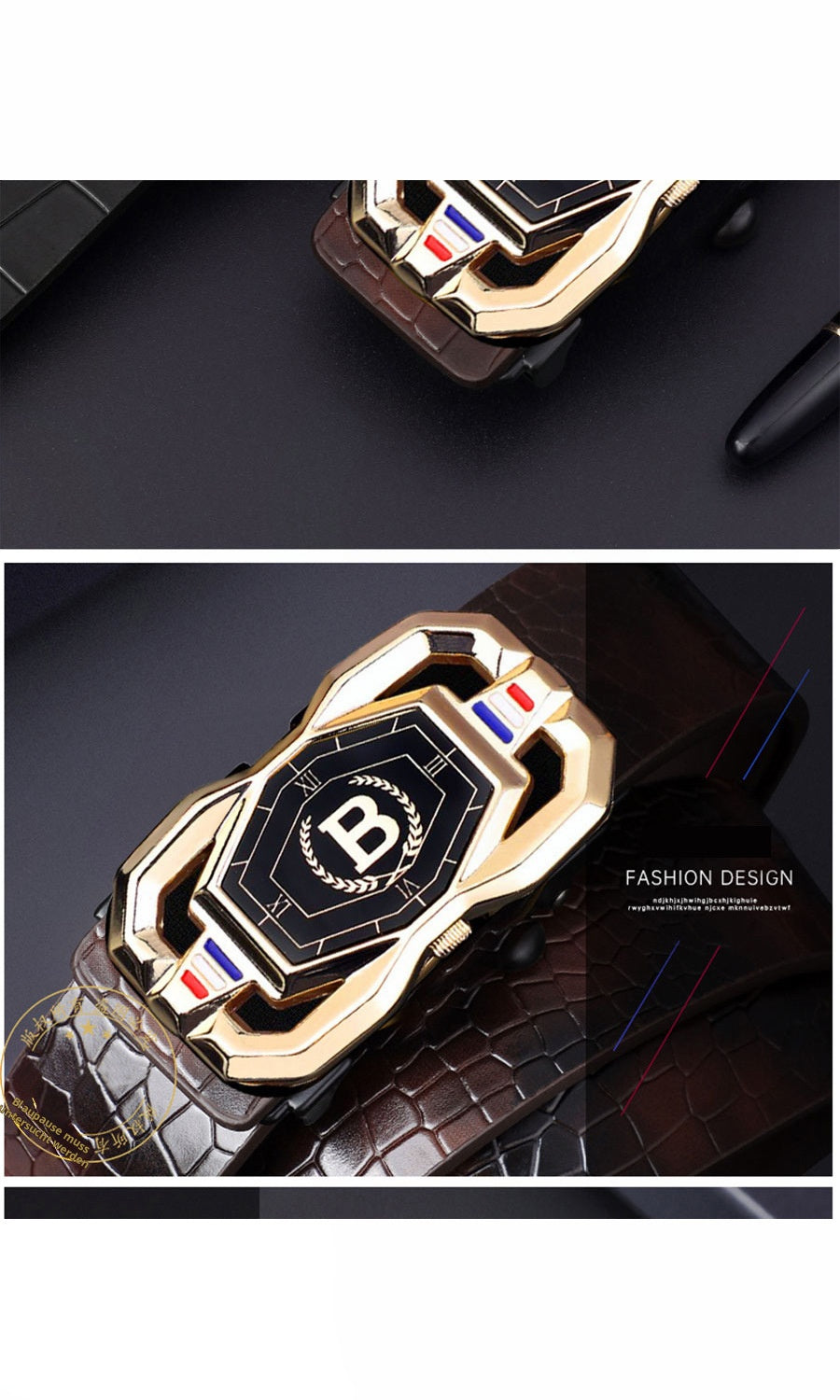 📢📢50%  OFF !! ⏰Leather belt for men with elegant crocodile leather pattern, with automatic buckle and made of cowhide.