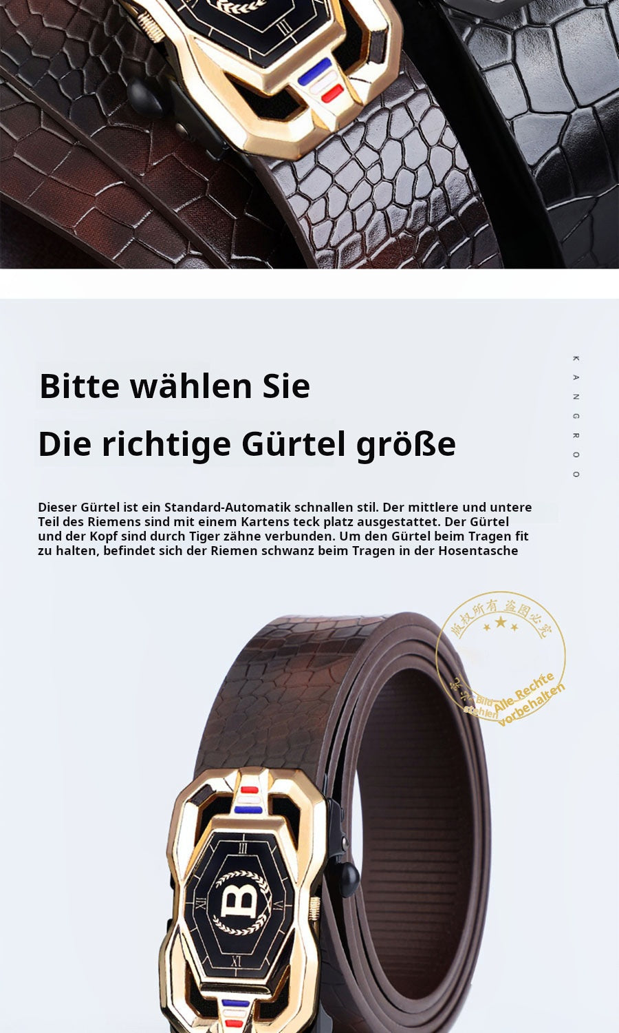 📢📢50%  OFF !! ⏰Leather belt for men with elegant crocodile leather pattern, with automatic buckle and made of cowhide.