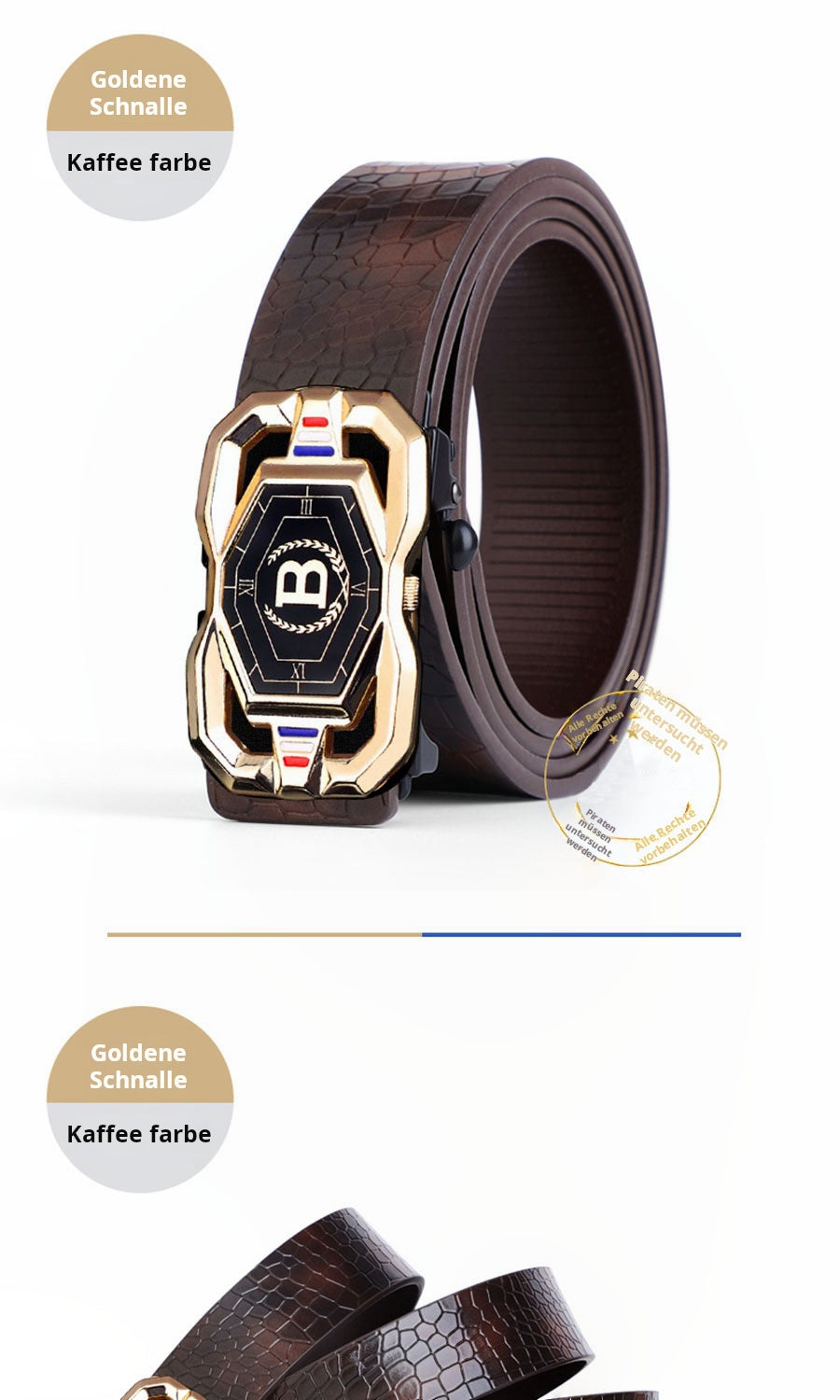📢📢50%  OFF !! ⏰Leather belt for men with elegant crocodile leather pattern, with automatic buckle and made of cowhide.