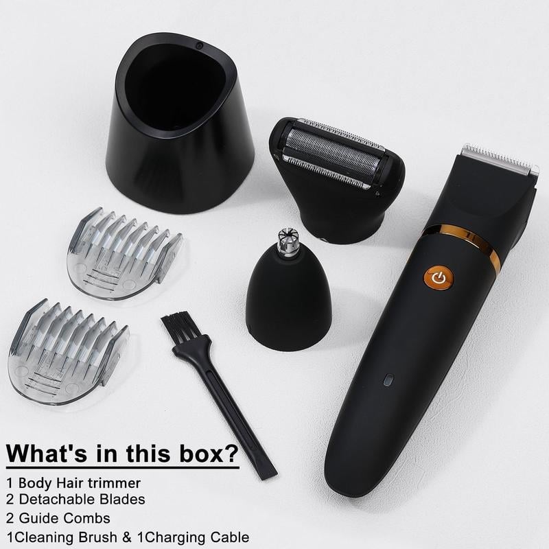 💥 3 in 1 Electric Body Hair Trimmer for Men，Cordless Groin Hair Clipper for Men, Waterproof Electric Shaver
