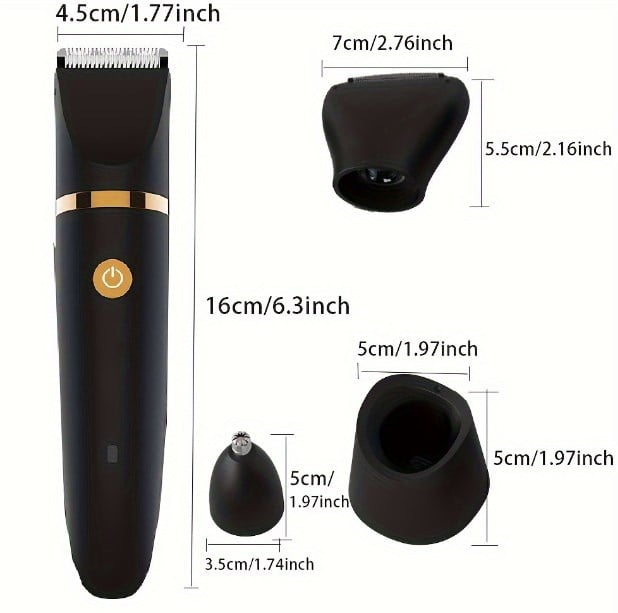 💥 3 in 1 Electric Body Hair Trimmer for Men，Cordless Groin Hair Clipper for Men, Waterproof Electric Shaver