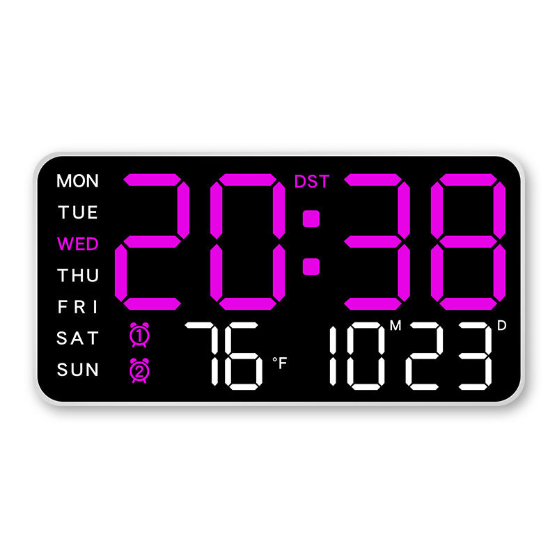 Large digital wall clock with LED display, date display, and thermometer, ideal gift for seniors, decoration for the living room and bedroom