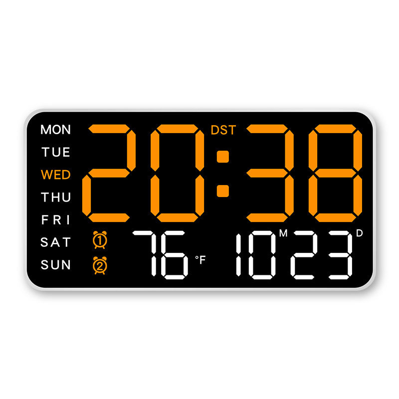 Large digital wall clock with LED display, date display, and thermometer, ideal gift for seniors, decoration for the living room and bedroom