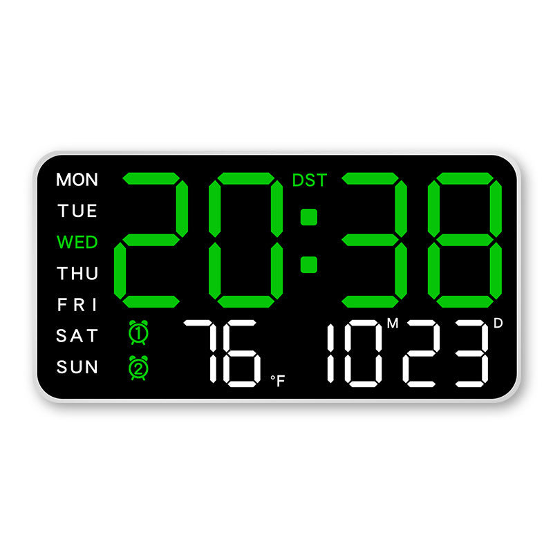 Large digital wall clock with LED display, date display, and thermometer, ideal gift for seniors, decoration for the living room and bedroom