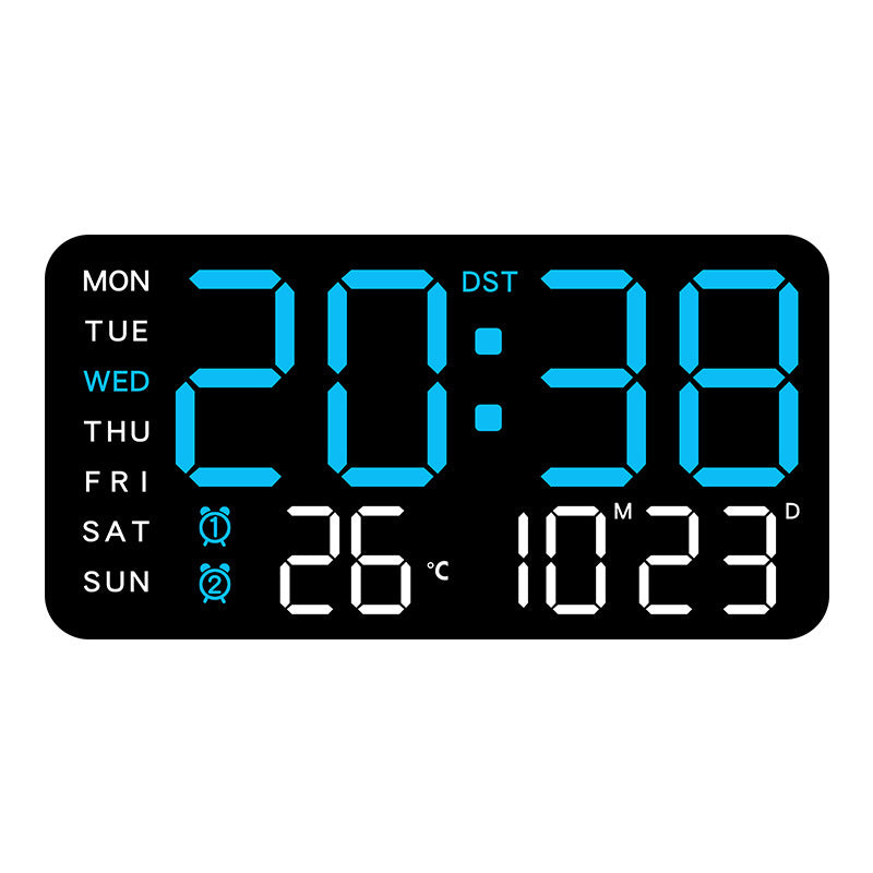 Large digital wall clock with LED display, date display, and thermometer, ideal gift for seniors, decoration for the living room and bedroom
