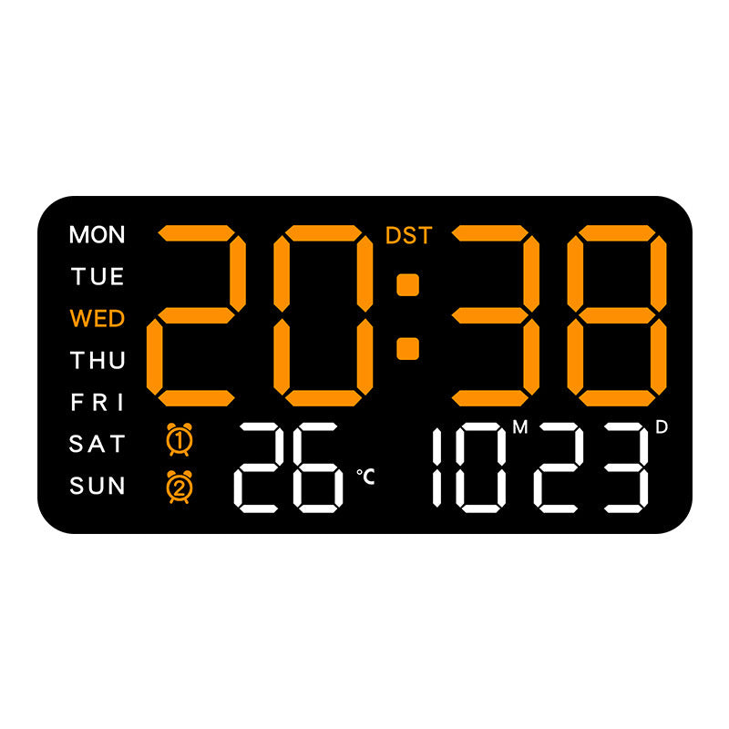 Large digital wall clock with LED display, date display, and thermometer, ideal gift for seniors, decoration for the living room and bedroom