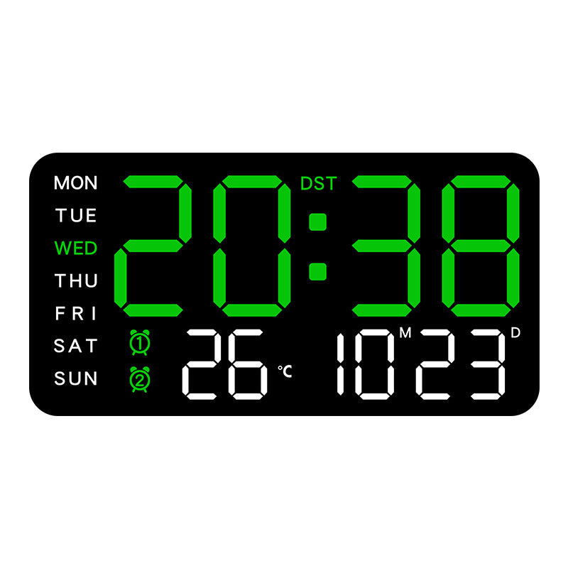 Large digital wall clock with LED display, date display, and thermometer, ideal gift for seniors, decoration for the living room and bedroom