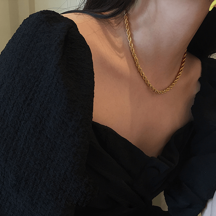 Layered Gold Twist Rope Necklaces & Bracelets