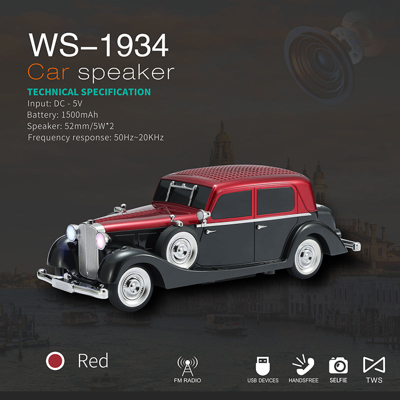 Vintage Car Bluetooth Speaker with Stereo Sound