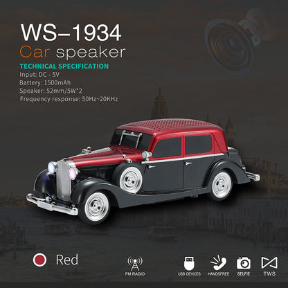 Vintage Car Bluetooth Speaker with Stereo Sound