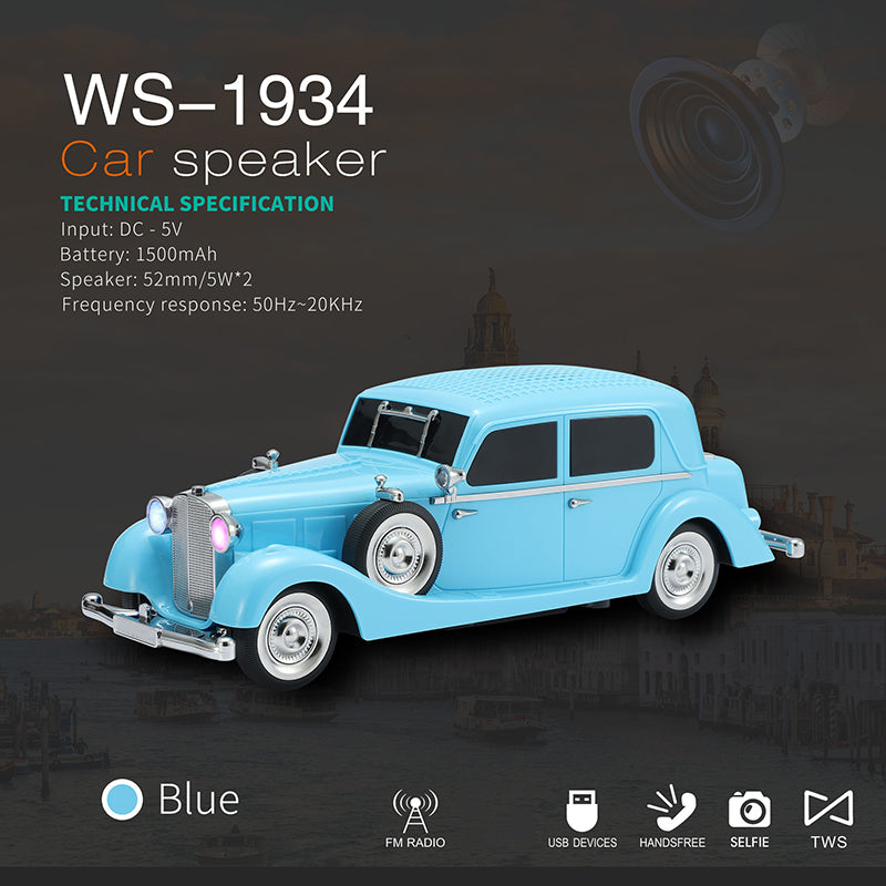 Vintage Car Bluetooth Speaker with Stereo Sound