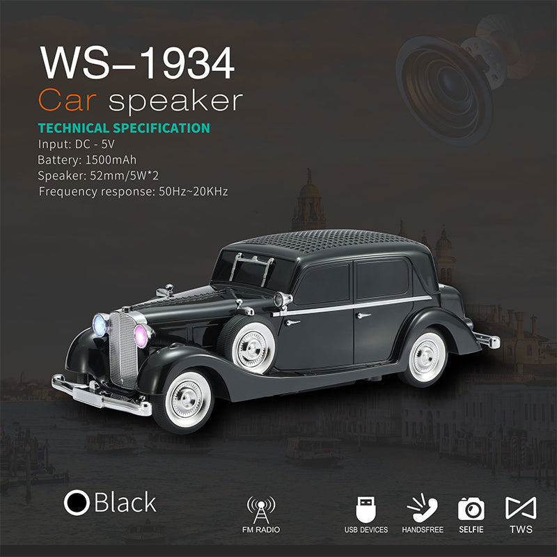 Vintage Car Bluetooth Speaker with Stereo Sound
