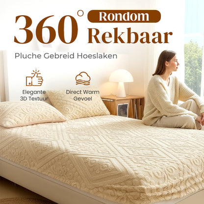 🛏️ Save 50%! ✨ 360° Plush Knit Fitted Sheet – All-around stretch & cozy ✨