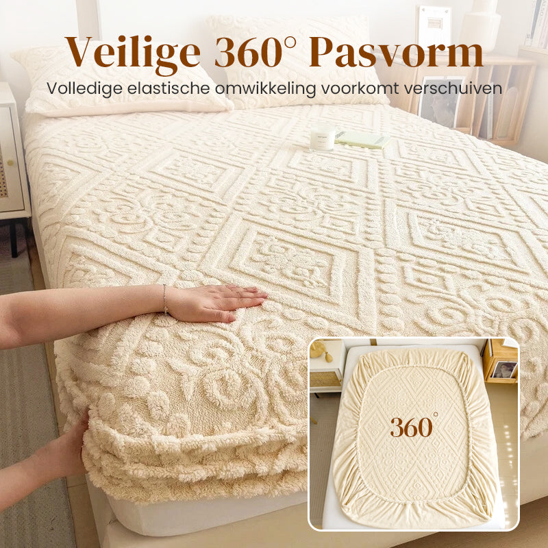 🛏️ Save 50%! ✨ 360° Plush Knit Fitted Sheet – All-around stretch & cozy ✨