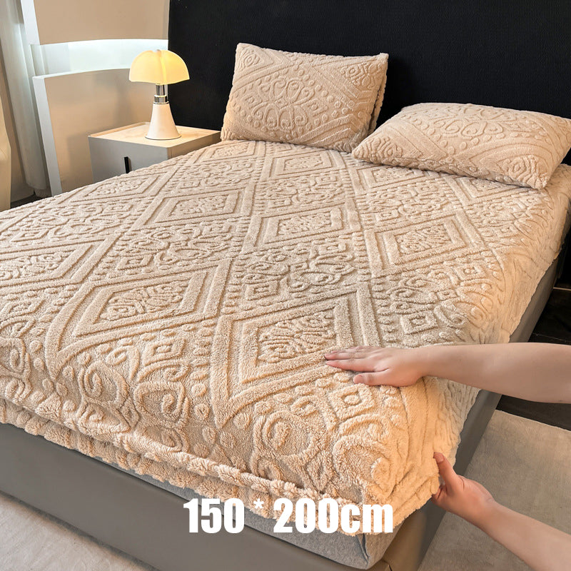 🛏️ Save 50%! ✨ 360° Plush Knit Fitted Sheet – All-around stretch & cozy ✨