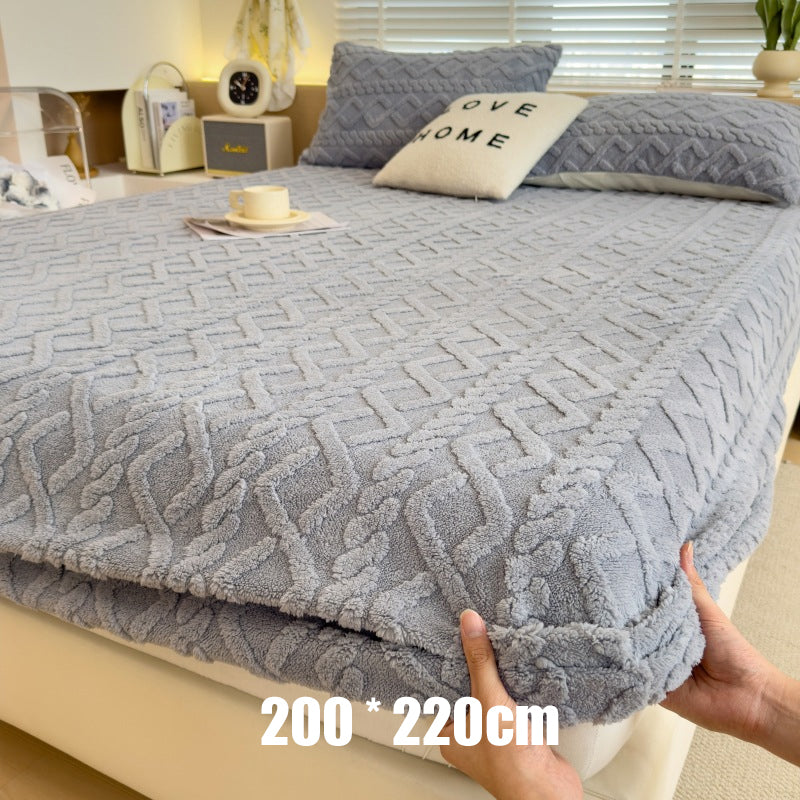 🛏️ Save 50%! ✨ 360° Plush Knit Fitted Sheet – All-around stretch & cozy ✨