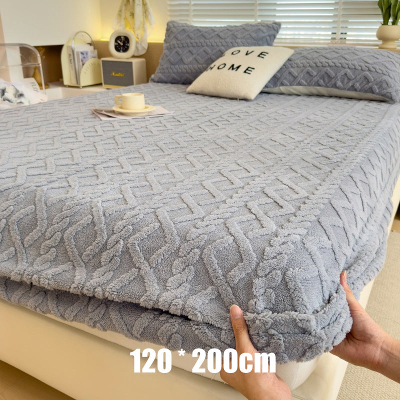 🛏️ Save 50%! ✨ 360° Plush Knit Fitted Sheet – All-around stretch & cozy ✨