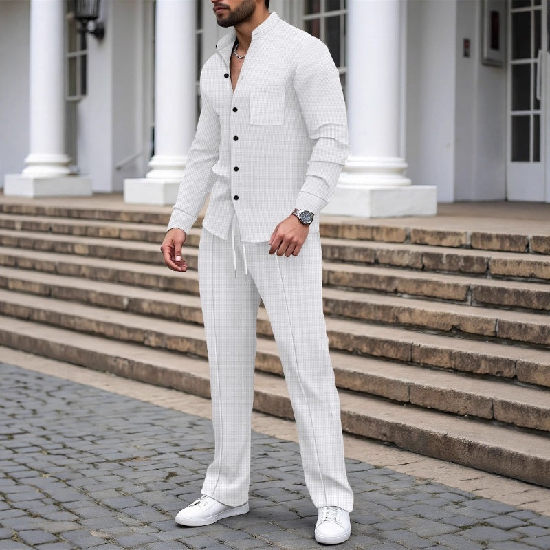 🎁2026 New Arrivals 50% OFF💥Men’s Casual Waffle Shirt Pants 2-Piece Set