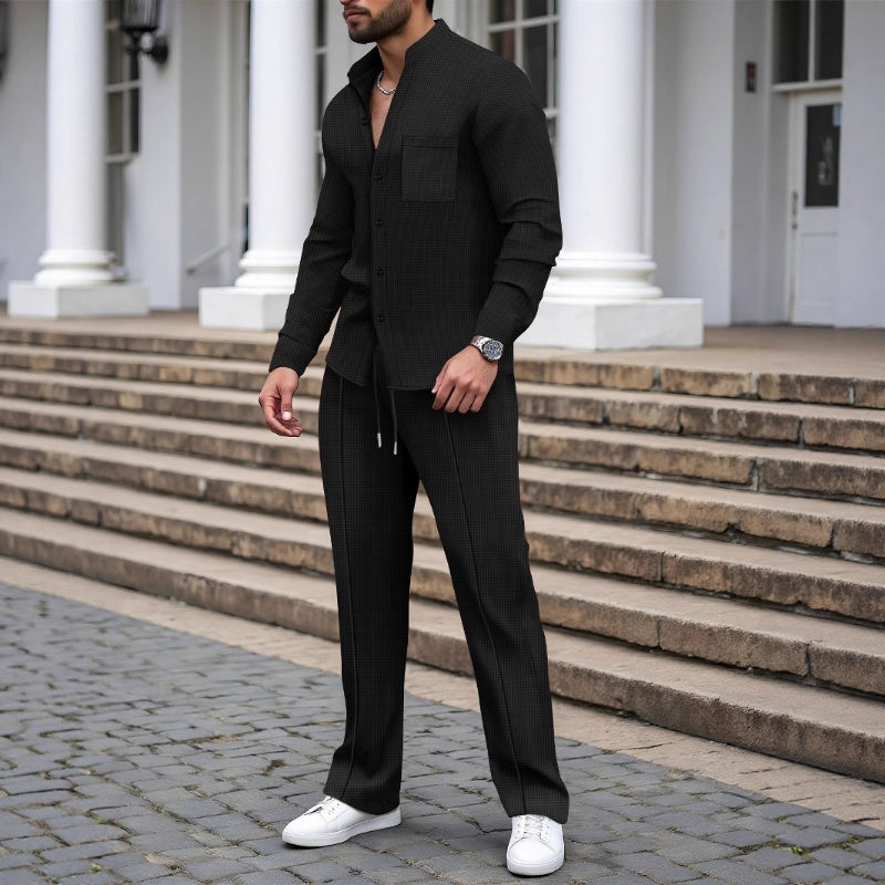 🎁2026 New Arrivals 50% OFF💥Men’s Casual Waffle Shirt Pants 2-Piece Set
