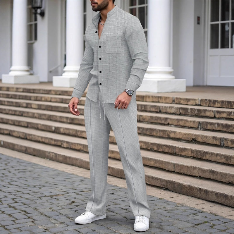 🎁2026 New Arrivals 50% OFF💥Men’s Casual Waffle Shirt Pants 2-Piece Set