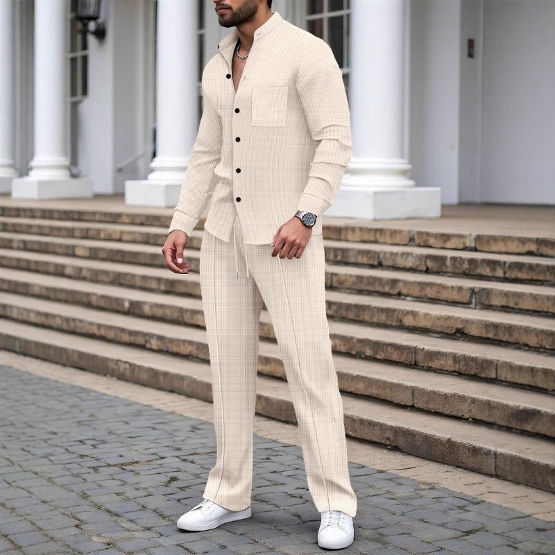 🎁2026 New Arrivals 50% OFF💥Men’s Casual Waffle Shirt Pants 2-Piece Set