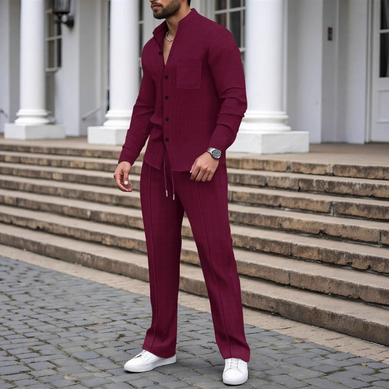 🎁2026 New Arrivals 50% OFF💥Men’s Casual Waffle Shirt Pants 2-Piece Set