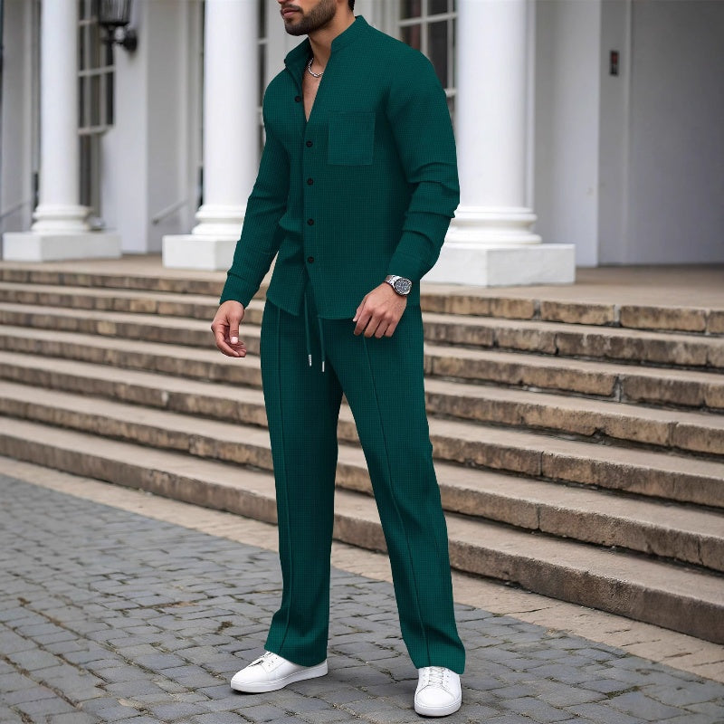 🎁2026 New Arrivals 50% OFF💥Men’s Casual Waffle Shirt Pants 2-Piece Set