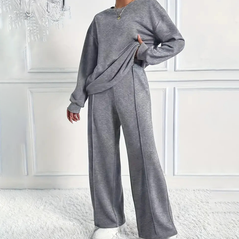 ✨🔥Women's Cozy Long-Sleeve Top & Pants Set👚