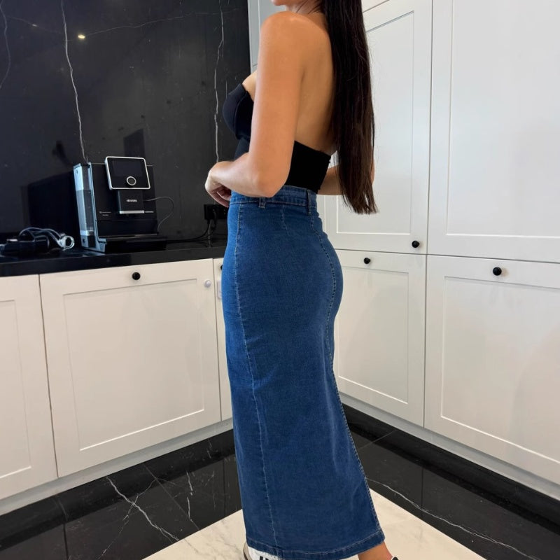 🎁2026 New Arrivals 50% OFF💥New arrivals offer-Stylish Button Closure Split Denim Bodycon Skirt✨